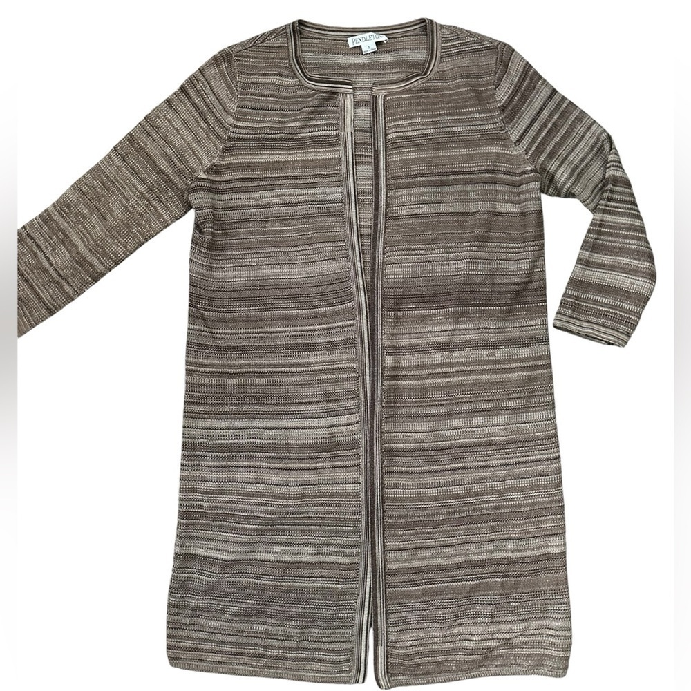 Pendleton silk open front long cardigan Brown Neutrals Capsule Sz S A299